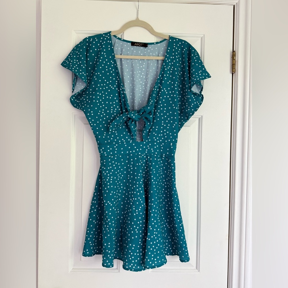 Teal Polka Dot Romper